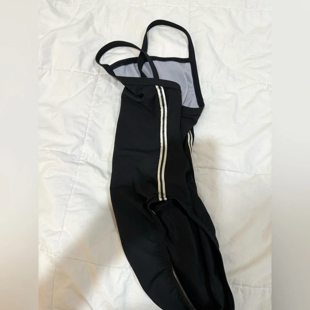 Reebok Black One-Piece Swimsuit with Gold Accents